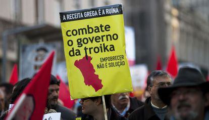 A scene from the march in Lisbon on February 10 against the &ldquo;troika government.&rdquo;