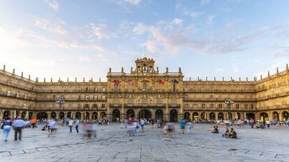 The Plaza Mayor in Salamanca, built in the mid-18th century.