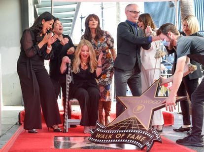 Christina Applegate unveils her star on the Hollywood Walk of Fame, surrounded by friends and former co-stars.