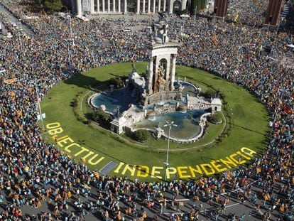 Atmosphere on Catalonia's national day in Barcelona.