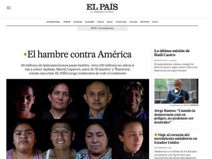EL PAÍS América's homepage on May 8, 2022.