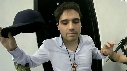 The moment of Ovidio Guzmán’s arrest, from a still image of a video provided by the Mexican government.