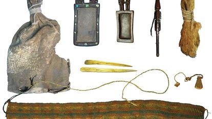 The different utensils used in ritual ceremonies more than 1,000 years ago in what is now Bolivia.