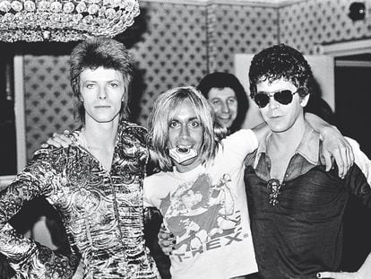 David Bowie, Iggy Pop and Lou Reed, in London in 1972.