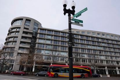 The building that housed office space of President Joe Biden's former institute, the Penn Biden Center, is seen at the corner of Constitution and Louisiana Avenue NW, in Washington, Tuesday, Jan. 10, 2023.