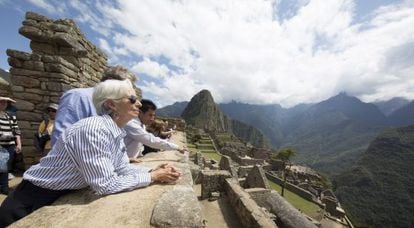 IMF Managing Director Christine Lagarde visits Machu Picchu ahead of the IMF meetings in Lima.