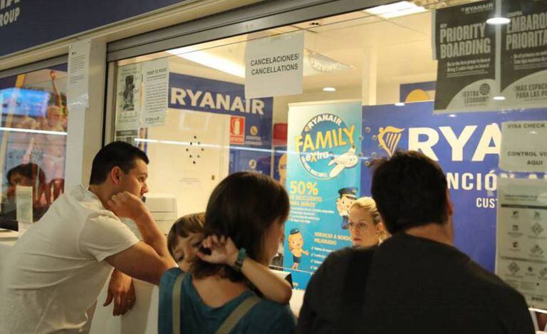 Ryanair passengers during a strike by the airline in 2018.