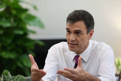 Pedro Sánchez during the interview.