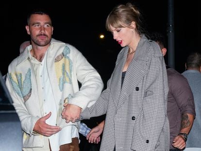Travis Kelce and Taylor Swift, after a party in New York on October 15.