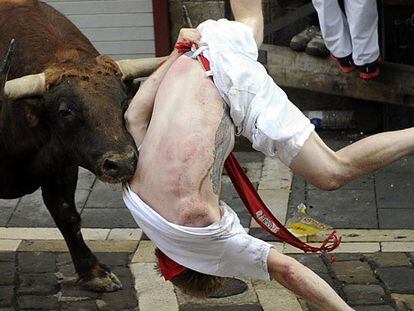 The first bull run of Sanfermines 2015, on Tuesday morning.