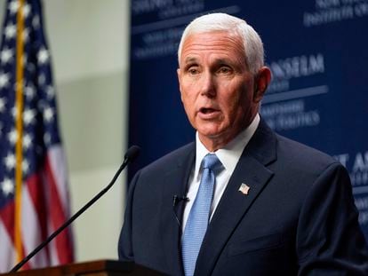 Republican presidential candidate former Vice President Mike Pence speaks at St. Anselm College, Wednesday, Sept. 6, 2023.