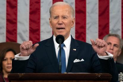 President Joe Biden delivers the State of the Union address to a joint session of Congress at the US Capitol, on February 7, 2023, in Washington.