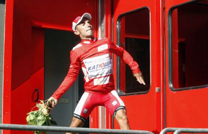 Purito Rodr&iacute;guez celebrates his stage win on Thursday.