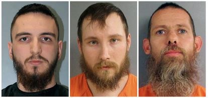 From left: Paul Bellar, Joseph Morrison and Pete Musico, three far-right militia members convicted of planning to kidnap Michigan Governor Gretchen Whitmer in 2020. 