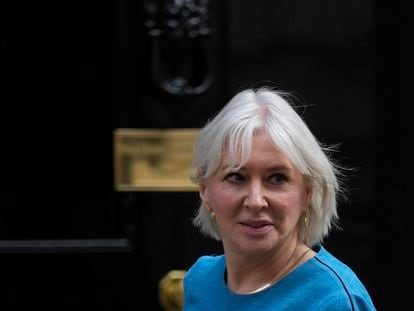 Britain's former Secretary of State for Digital, Culture, Media Nadine Dorries leaves 10 Downing Street following a cabinet meeting on March 23, 2022.