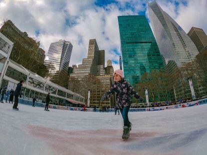 Bryant Park skating rink, one of the most famous in New York.