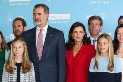 Felipe VI and Letizia with Princesses Leonor and Sofia at the awards ceremony on Monday.