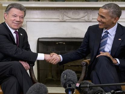 Obama and Santos meet at the White House.