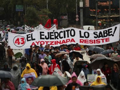 A march to demand justice for the 43 Ayotzinapa students, in Mexico City.
