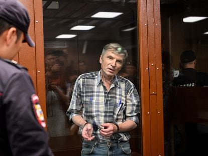 Alexei Gorinov, during the reading of the verdict in a Moscow court.