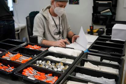 Supplies for drug users are seen at an overdose prevention center, OnPoint NYC, in New York, on February 18, 2022.