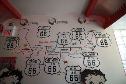 Map of the different states crossed by Route 66. 