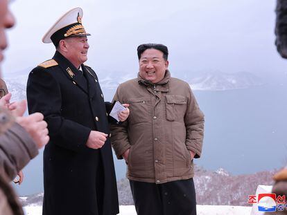 Kim Jong-un on January 28, supervising tests of a new submarine-launched cruise missile at an unspecified location in North Korea.
