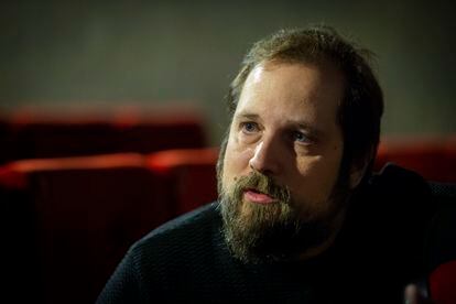 Carlos Vermut during an interview at a movie theater in Madrid.