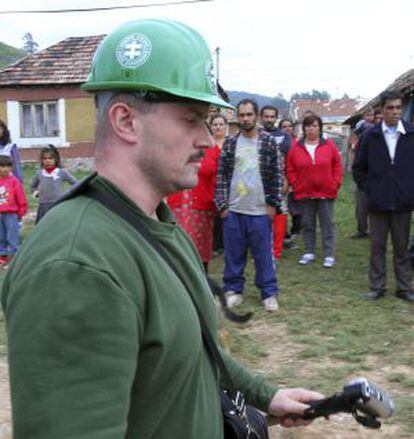 Slovakian nationalist leader Marian Kotleba in 2012, when he tried to destroy shacks in a Gypsy neighborhood in the south of the country.