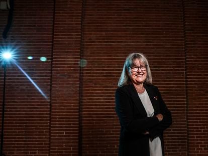 Nobel laureate in Physics Donna Strickland at the Madrid headquarters of the Spanish National Research Council.