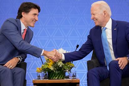 Joe Biden with Canadian Prime Minister Justin Trudeau.