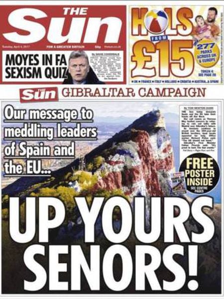 The front page of the pro-Brexit UK newspaper 'The Sun' on April 4th.