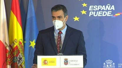 Spain's PM Pedro Sánchez presenting the national recovery plan on December 4.