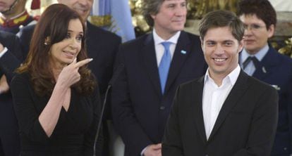 Fernández de Kirchner with Axel Kicillof at a public event.