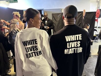 Candace Owens and West at the Yeezy fashion show in Paris.