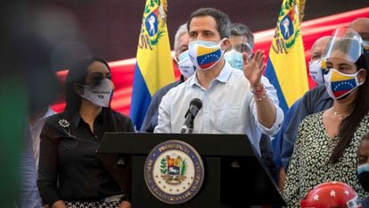 Opposition leader Juan Guaidó at a news conference in Caracas on Wednesday.