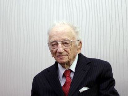 Benjamin Ferencz during a 2014 interview with EL PAÍS.