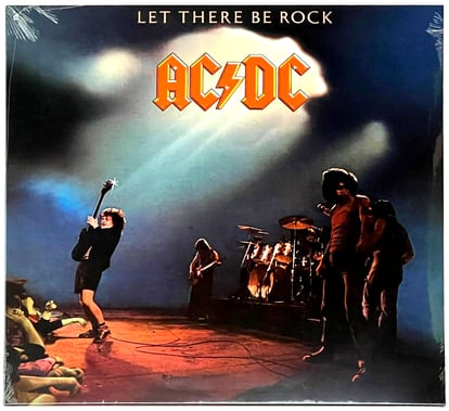 Cover of the album 'Let There Be Rock', the first to feature the AC/DC logo designed by Gerard Huerta. It is still being used today.