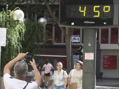 A street thermometer in Ciudad Real on Wednesday.