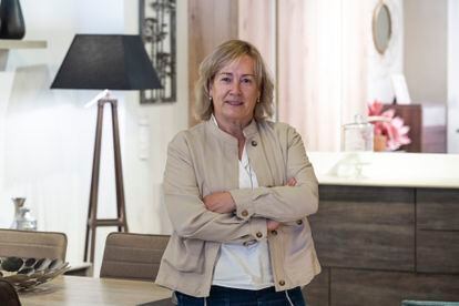 Jacqueline Sánchez, 57, at her workplace in Lleida.