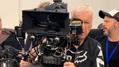 James Cameron with the main camera used to film 'Avatar: The Way of Water.'
