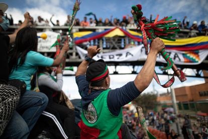 Indigenous protesters set out for Bogotá in October 2020 to seek a meeting with President Iván Duque.