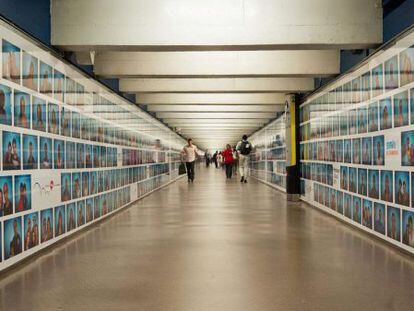 A photographic mural for a Barcelona Metro station by the Wallpeople collective.