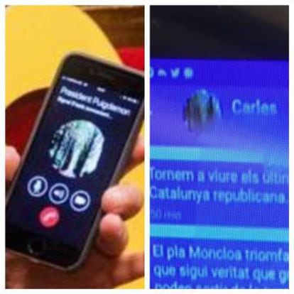 Images of the messages received from Puigdemont by Toni Comín.
