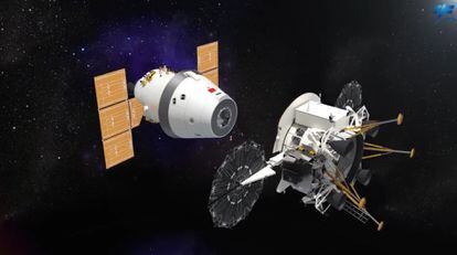 A re-creation of the two Chinese spacecraft that will put 'taikonauts' on the moon.