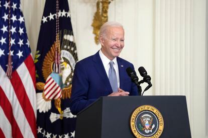 President Joe Biden speaks at White House in Washington