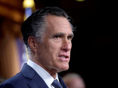 U.S. Senator Mitt Romney (R-UT) during a news conference on Capitol Hill in Washington, on March 7, 2023.