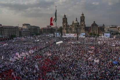 Mexico City's Zócalo Square during Claudia Sheinbaum's campaign kick-off event. 