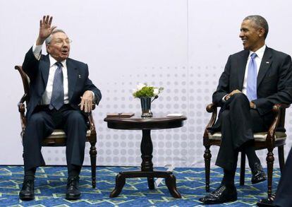 Raúl Castro and Barack Obama at the Summit of the Americas in Panama in April.