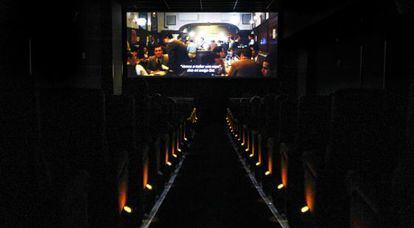 An original-version movie being projected in one of Alta Films&#039; Renoir cinemas.